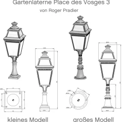 Gartenlaterne aus Aluminium oder Messing Place des Vosges 3