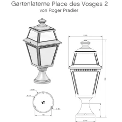 Gartenlaterne aus Messing und Aluminium Place des Vosges 2