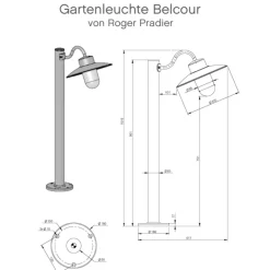 Gartenleuchte mit Schirm und Zylinderglas Belcour