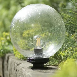 Glaskugel-Außenleuchte Terra lumi 250 mit flachem Sockel