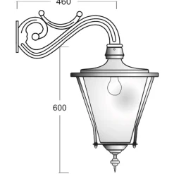 Glasmantellaterne 43 mit Wandarm 415A