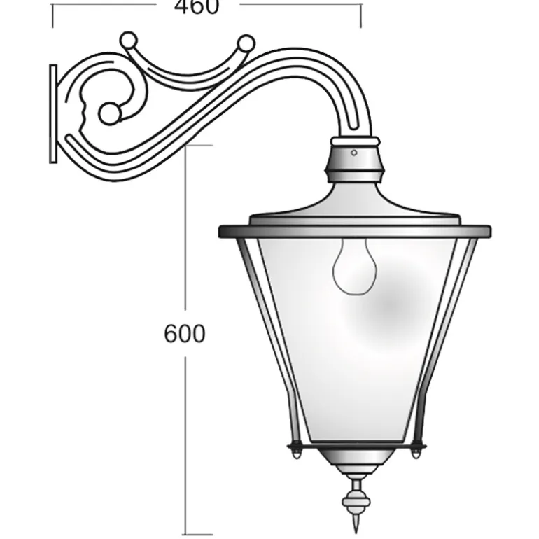 Glasmantellaterne 43 mit Wandarm 415A