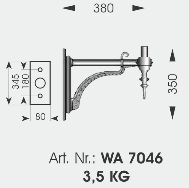 Glasmantel-Laterne aus Schmiedeeisen WL 3449