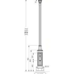 Große dreiflammige Schinkel-Mastleuchte S2TZ.Thorn.73