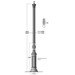 Große dreiflammige Schinkel-Mastleuchte S2KL.Thorn3.73