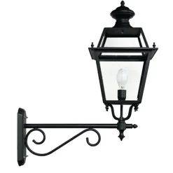 Große Edelstahl-Außenwandleuchte mit Wandarm