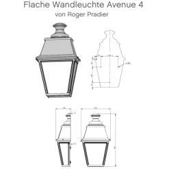Große flache Wandleuchte für außen Avenue 4