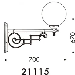 Große historische Wandleuchte mit Glaskugel