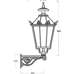 Große historische Wandleuchte Thorn mit Schinkel-Laterne 73