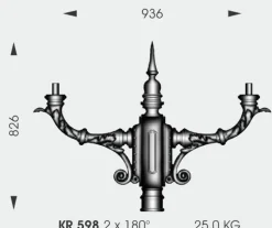 Große historische zweiflammige Standleuchte AL 6719