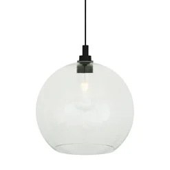 Große Hängeleuchte Leeth mit offenem Kugel-Glasschirm, IP65
