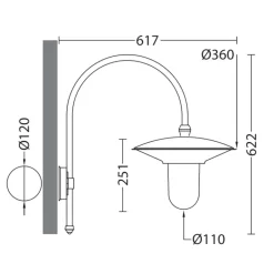 Große italienische Wandlampe für Außen mit Bogenarm