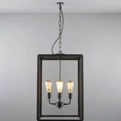 Große Kasten-Hängelaterne aus Messing 7638/4ELE
