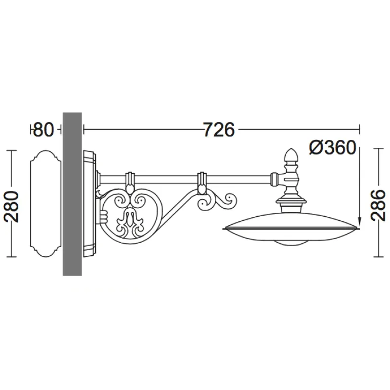 Große LED-Außen-Wandleuchte mit historischem Arm