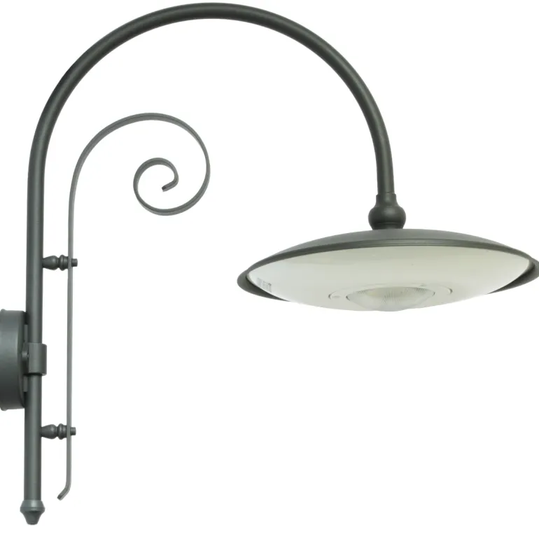 Große LED-Wandleuchte für außen mit schönem Bogenarm