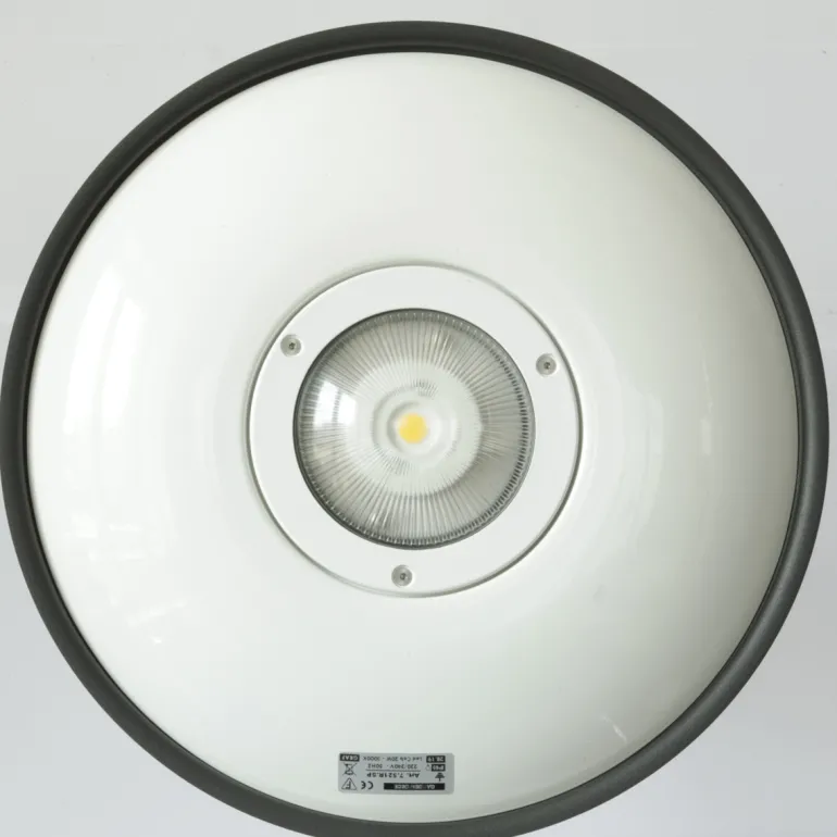 Große LED-Wandleuchte für außen mit schönem Bogenarm