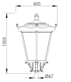Große Mastleuchte mit Empire-Laterne S2TZ.860