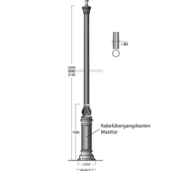 Große Mastleuchte mit runder Laterne S2ML.862