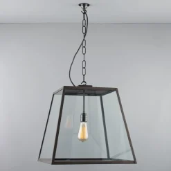 Große Pyramidenstumpf-Hängelaterne aus Messing 7635/L