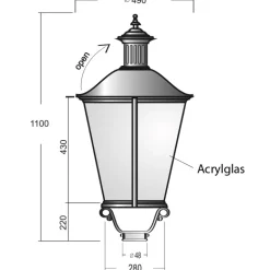 Große vierflammige Torleuchte 862 4L LD