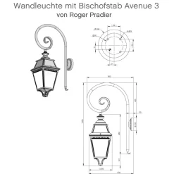 Große Wandleuchte mit Bischofstab Avenue 3