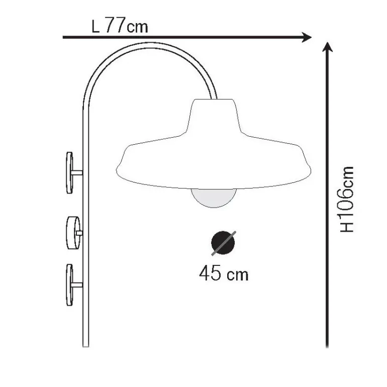 Große Wandleuchte N° 777 aus Messing mit Bogenarm