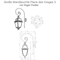 Große Wandleuchte Place des Vosges 3 mit Bischofstab