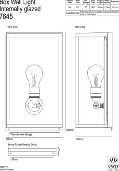 Großes Kasten-Wandlicht aus Messing Box 7645