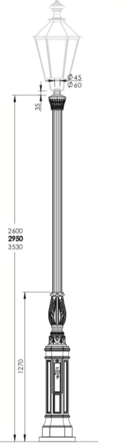 Gussmast mit Akanthusblattkelch S2KL 260 / 295 / 353 cm