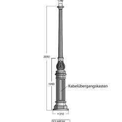 Gussmast mit Akanthusblatt-Baluster S2 MP1K 205 / 255 cm