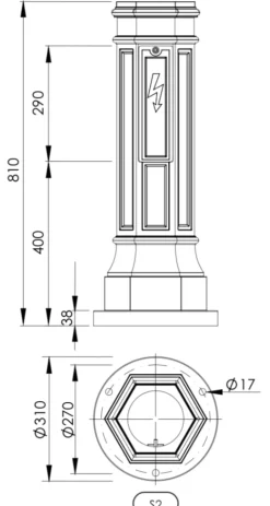 Gussmast mit glattem Baluster S2 RZ 196 / 236 / 271 / 329 cm