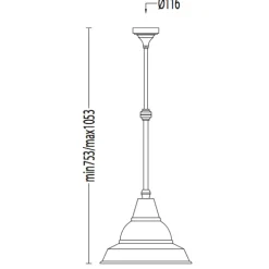 Höhenverstellbare Deckenlampe für außen