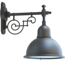 Historische Außenlampe mit Halbkugel-Schirm