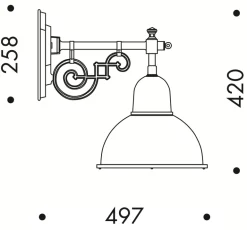 Historische Außenlampe mit Halbkugel-Schirm