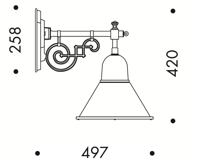 Historische Außenlampe mit Kegelschirm