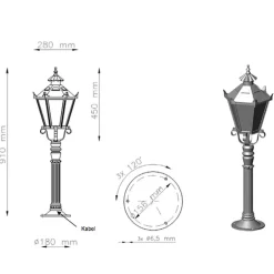Historische Gartenleuchte Alt Berlin G 71 aus Aluminiumguss