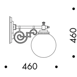 Historische Glaskugelleuchte mit Jugendstil-Wandarm