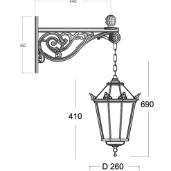 Historische Wandleuchte mit Schinkel-Laterne Thorn 70
