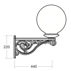 Historische Wandleuchte Thorn mit Acrylglaskugel 02