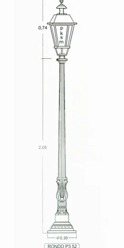 Historischer Mast mit kannelierter Säule RONDO P1.P3 155 / 205 cm