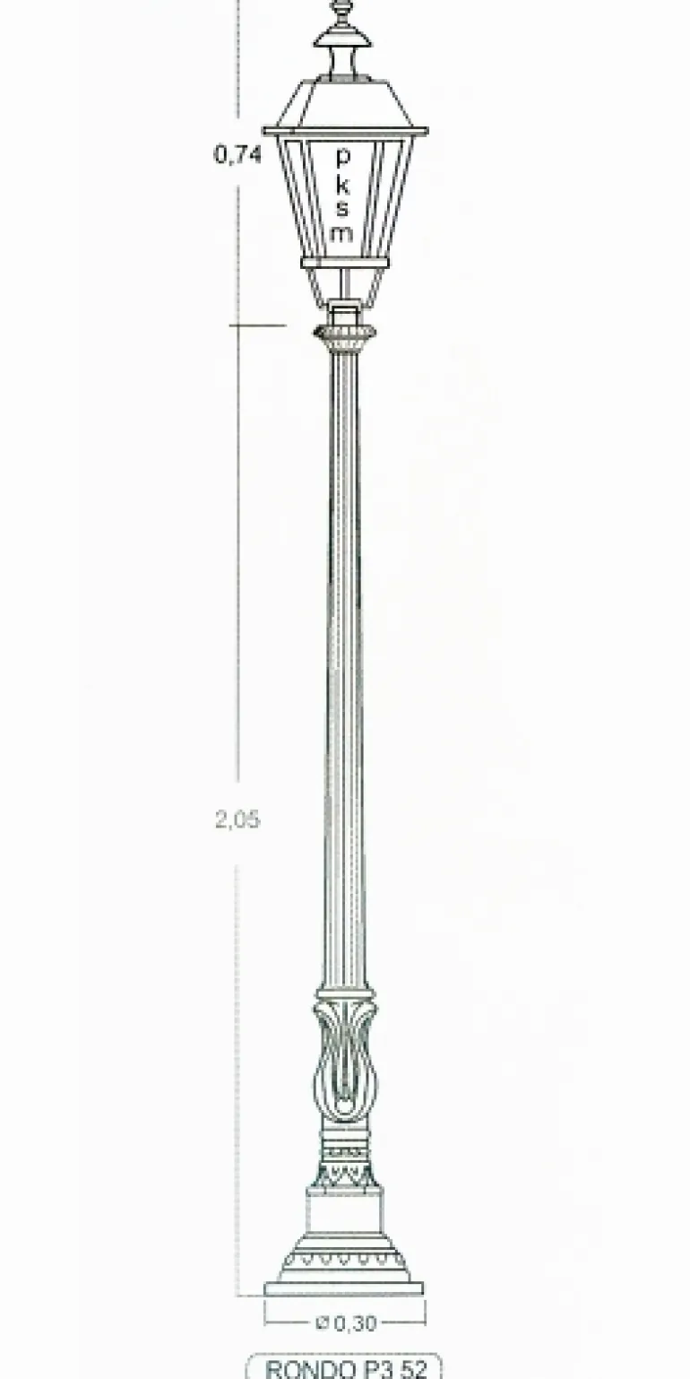 Historischer Mast mit kannelierter Säule RONDO P1.P3 155 / 205 cm
