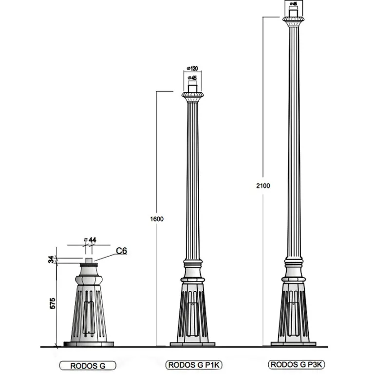 Historischer Mast RODOS G mit Masttür 57,5 / 160 / 210 cm