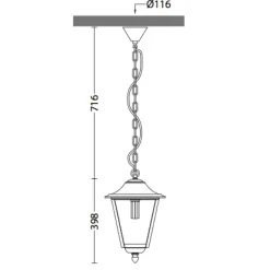 Hängelampe für außen in Laternenform