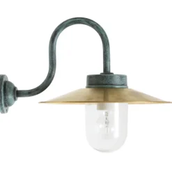 Hofleuchte mit Bogenarm und Messingschirm 38-S BR-S