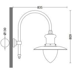 Industrielampe für außen mit großem Schirm (Ø 515 mm)