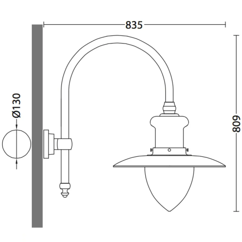 Industrielampe für außen mit großem Schirm (Ø 515 mm)