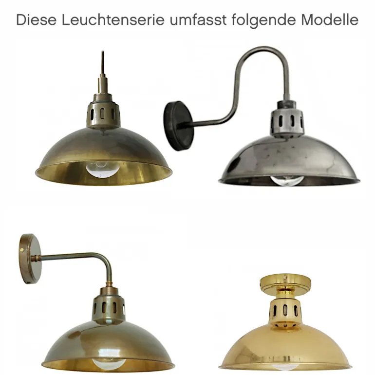 Industriestil Deckenleuchte mit Messingschirm Talis, IP65, Ø 30 cm