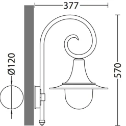 Industriestil-Wandlampe für außen mit Bischofstab