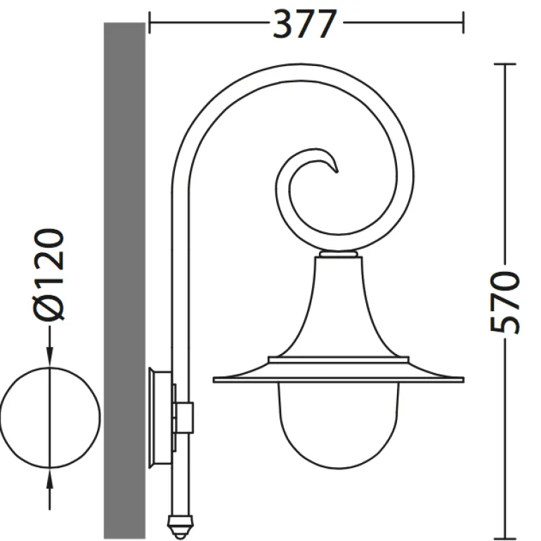 Industriestil-Wandlampe für außen mit Bischofstab