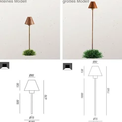 Italienische Gartenleuchte mit Kupferschirm Fiordo 261.10.OR